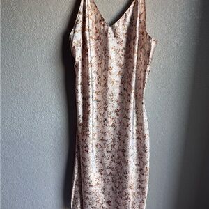 Victoria's Secret cream Floral paisley Midi strap satin slip night XL dress